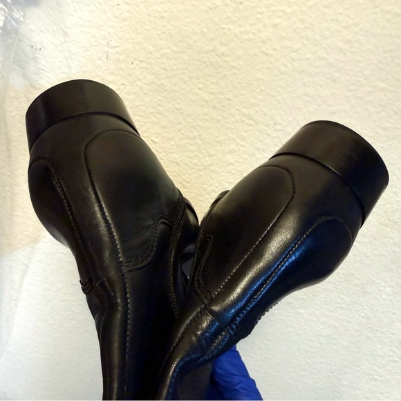 ECCO SULLIVAN BLACK LEATHER SIDE BUCKLE KNEE HIGH BOOTS - Picture 4 of 7